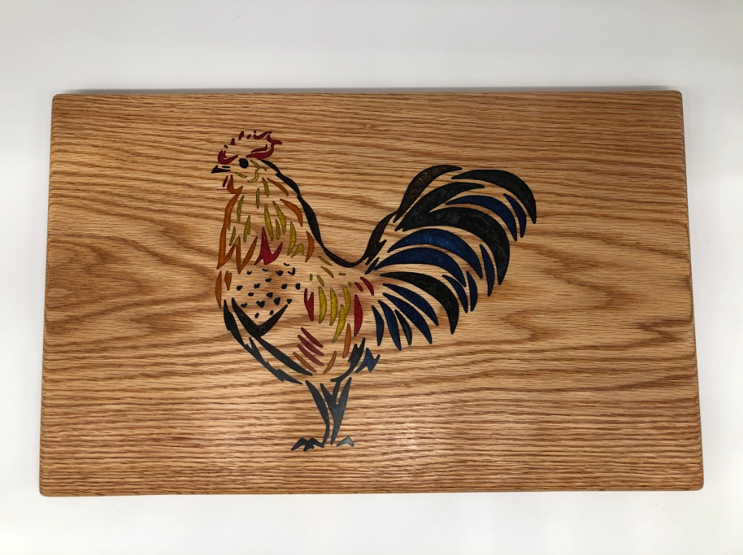 Chicken themed handmade charcuterie board