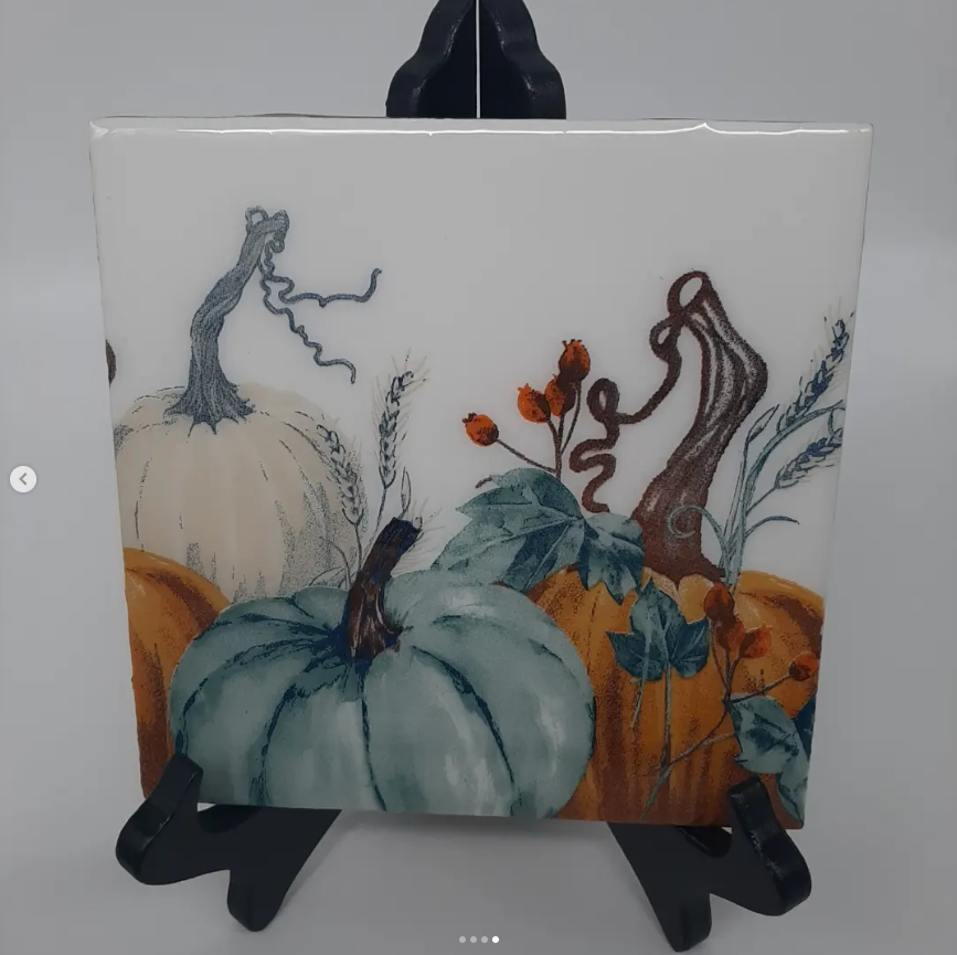 Custom fall coasters with resin art and handmade home decor details by 5280 Sawdust and Ink