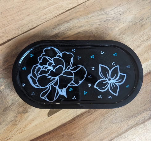 Custom personalized trinket dish handmade by 5280 Sawdust and Ink