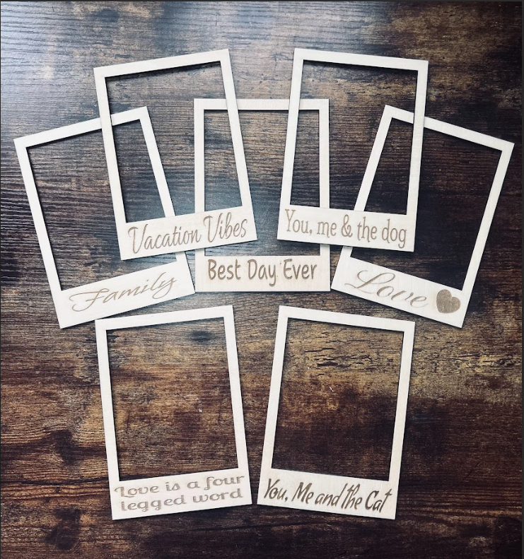 Custom laser engraved picture frames by 5280 Sawdust and Ink